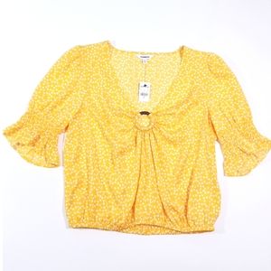 Express Yellow Polka Dot Shirt